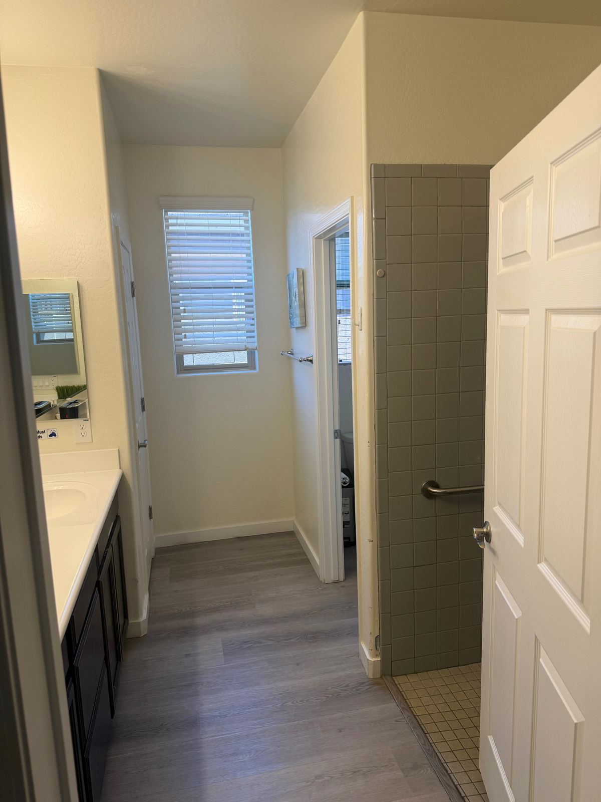 Resident bathroom vanity and doorway